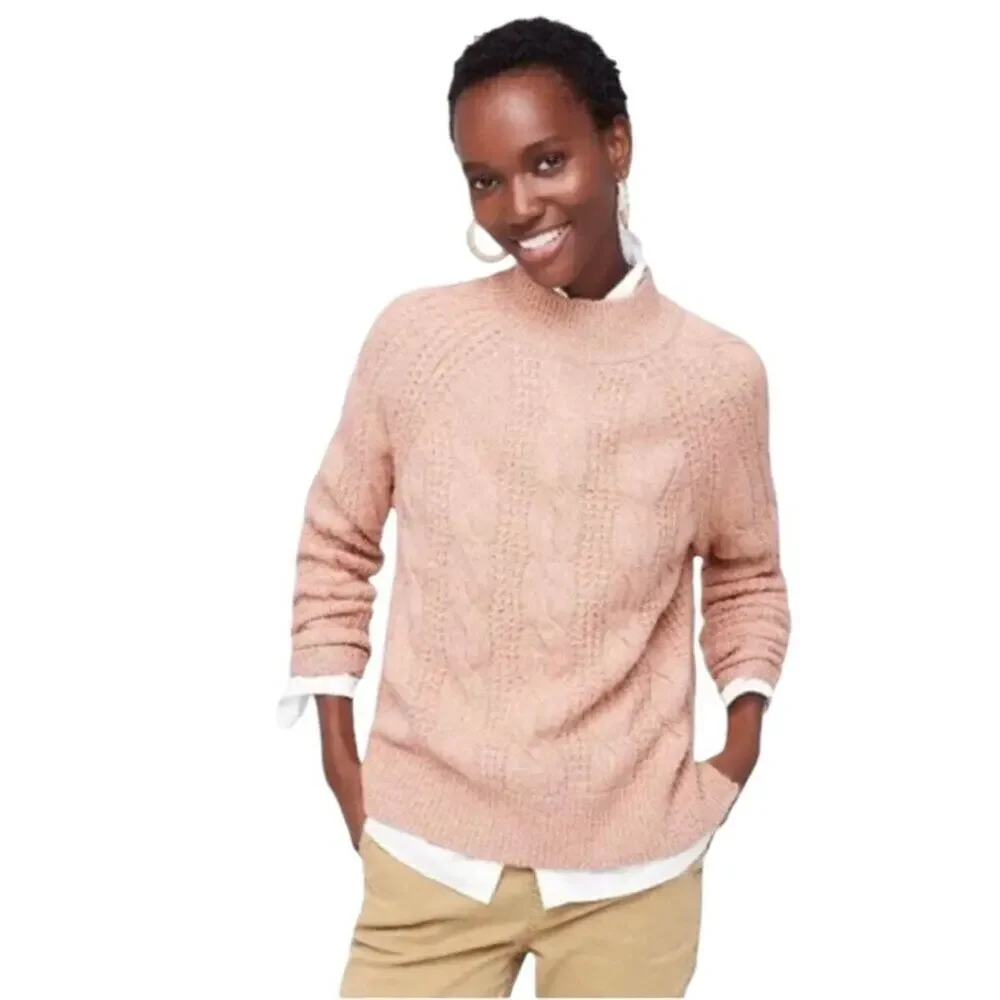 J. Crew Womens Gray Chunky Cable Knit Sweater Size M‎